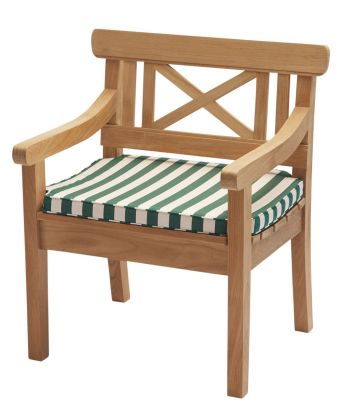 Drachmann Chaise Cushion Coussin d'assise extérieur Skagerak by Fritz Hansen Abricot clair / rayures vert foncé